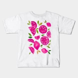 Watercolor lemons viva magenta Kids T-Shirt